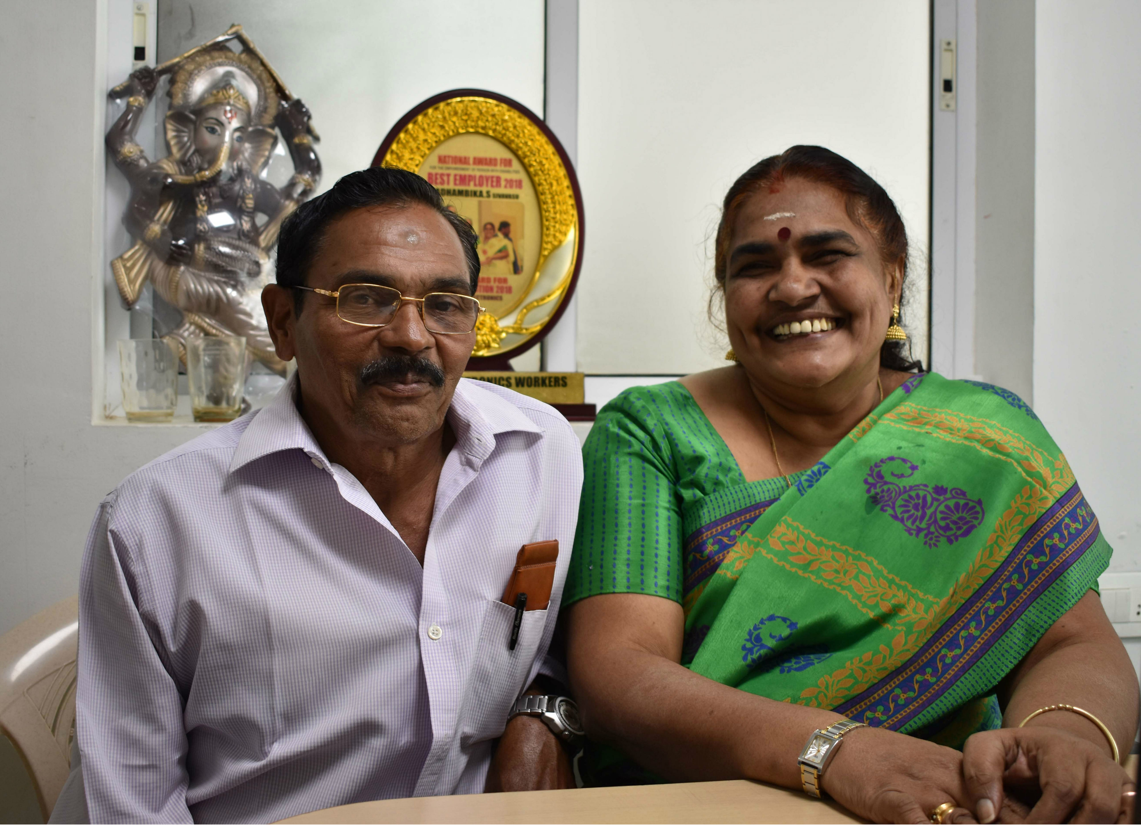 Radhambika and husband Muraleedharan Nair