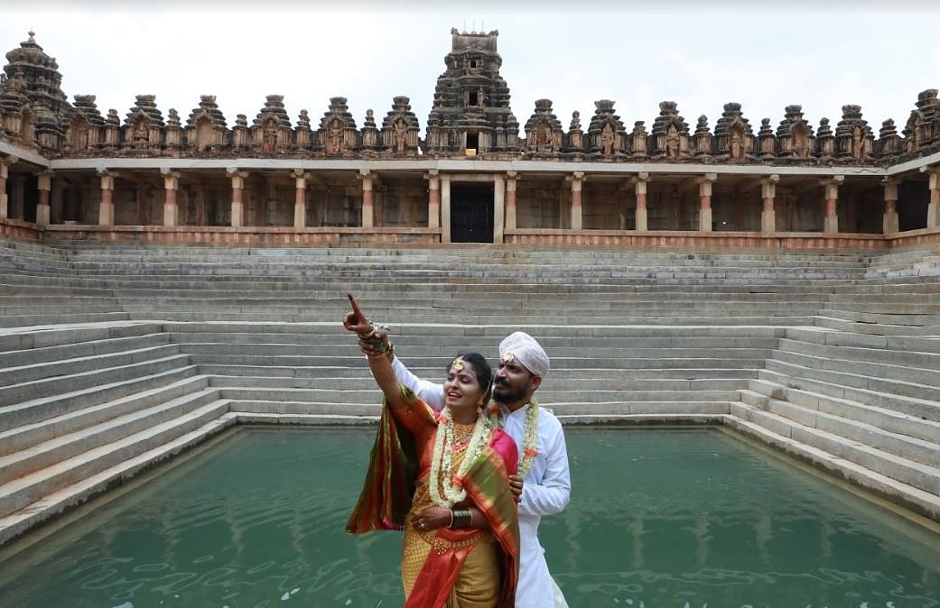 They got married in heritage temple Bhoga Nandeswara near Nandi Hills, Bengaluru